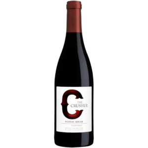 Bottle of 2018 The Crusher Petite Sirah from CA